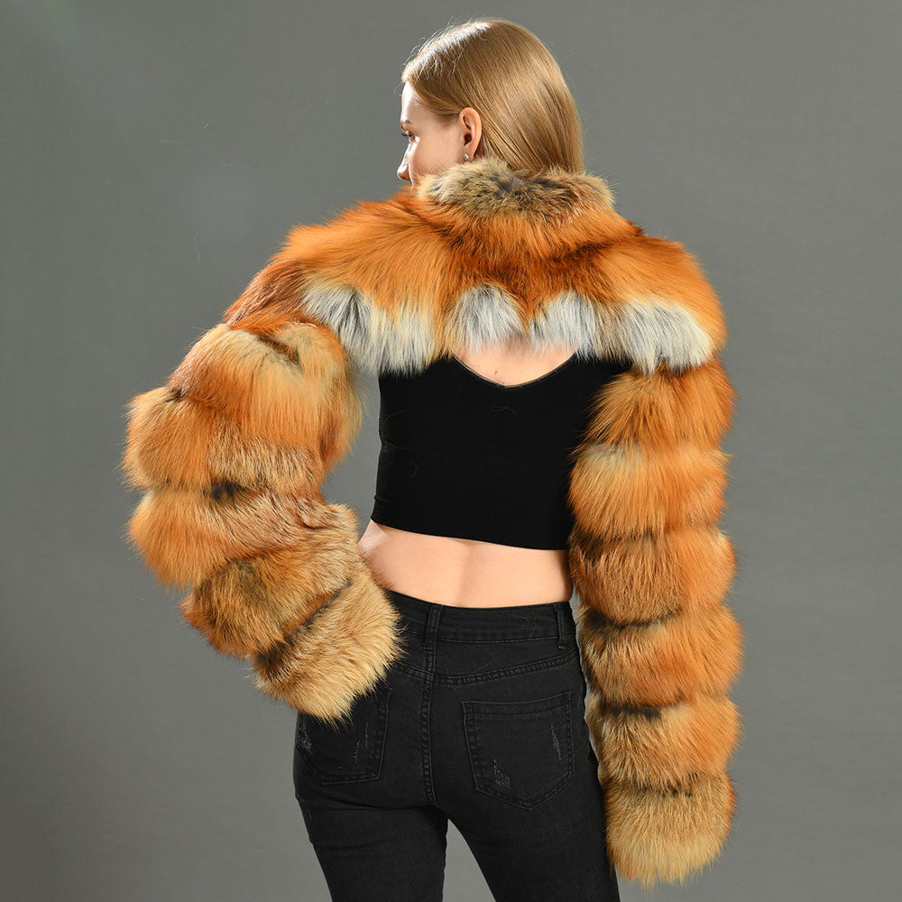 Jaxmonoy New Trend Winter Women Fashion Ladies Two Piece Real Raccoon Fur Sleeve