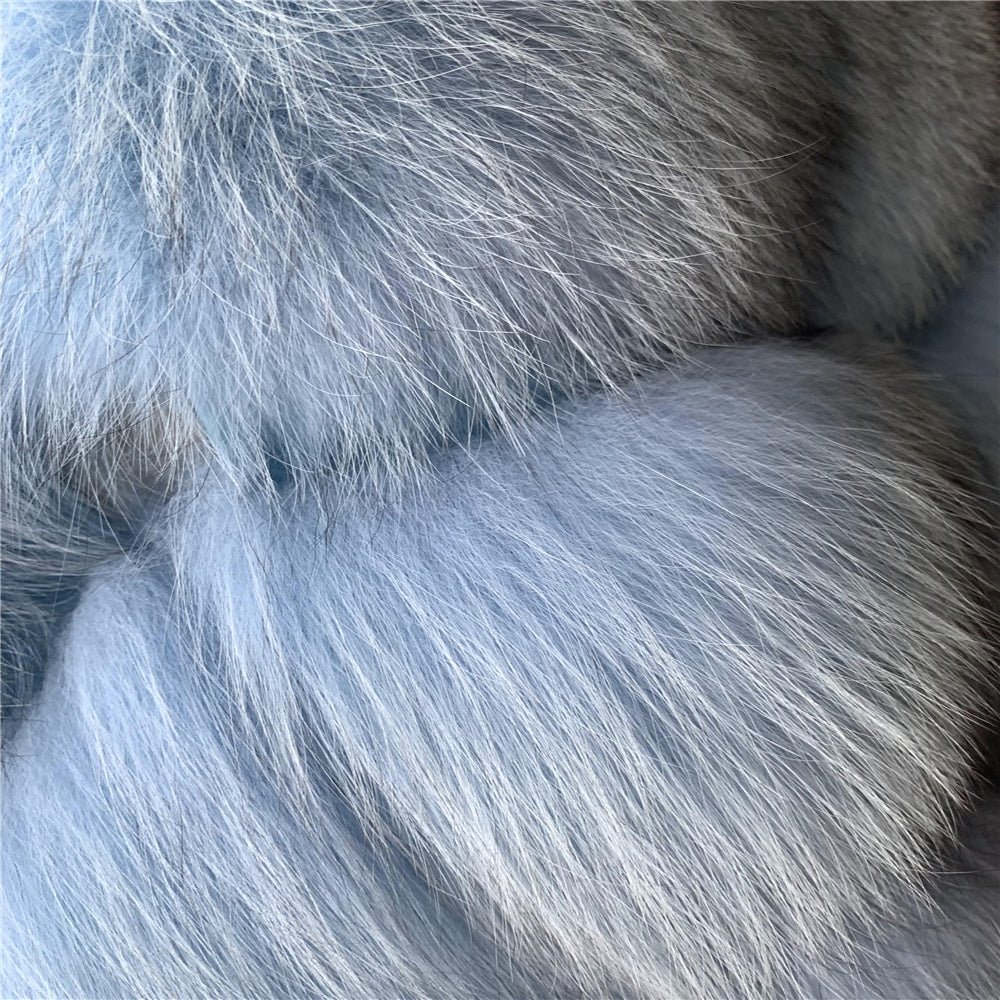 Jaxmonoy Luxury Appearance Fluffy Real Fox Fur Coat Warm Woman Custom Fur Coat