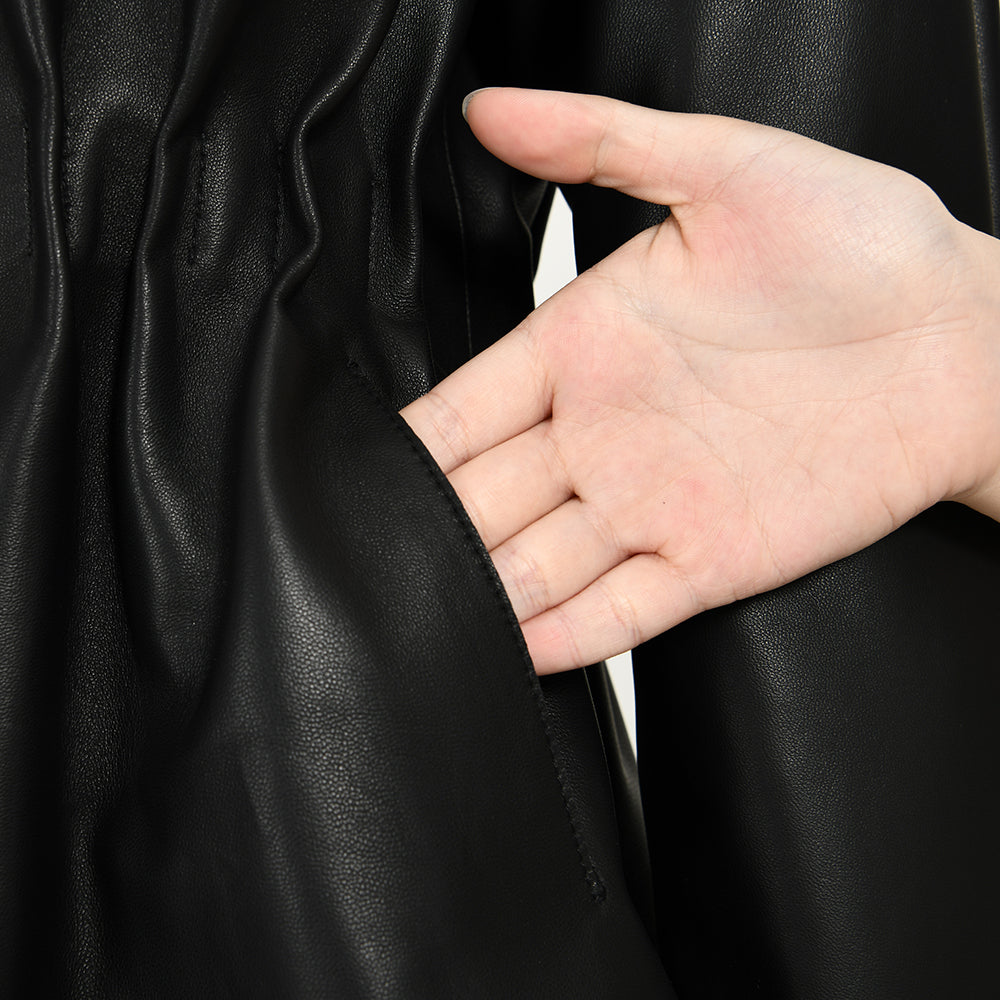 Leather Jackets Custom Color Drawstring Design Wholesale Custom Genuine Leather Women Jacket