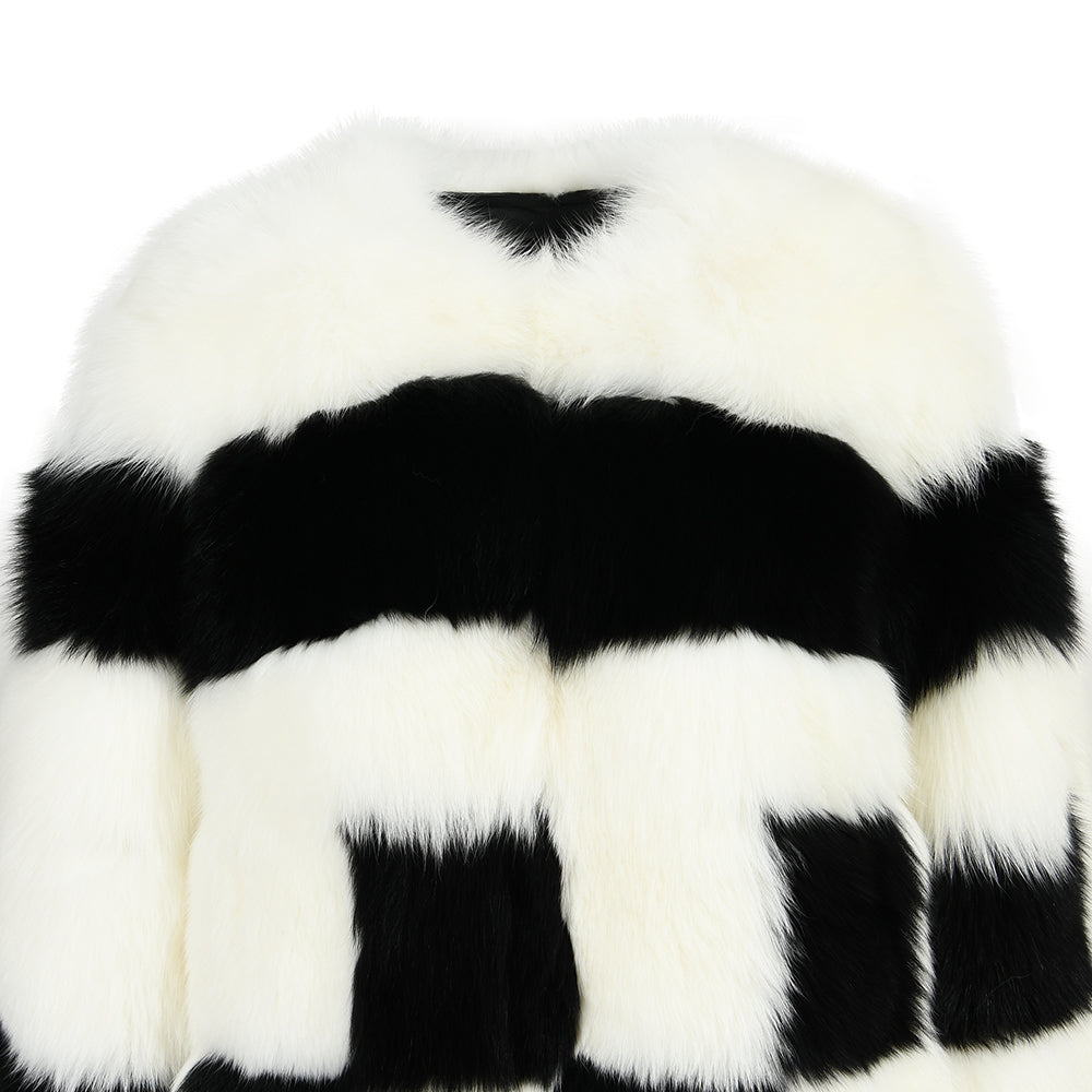 Long Style Mixed Color Luxury Genuine Fox Fur Coat Fashion Women Real Fox fur Winter Coat