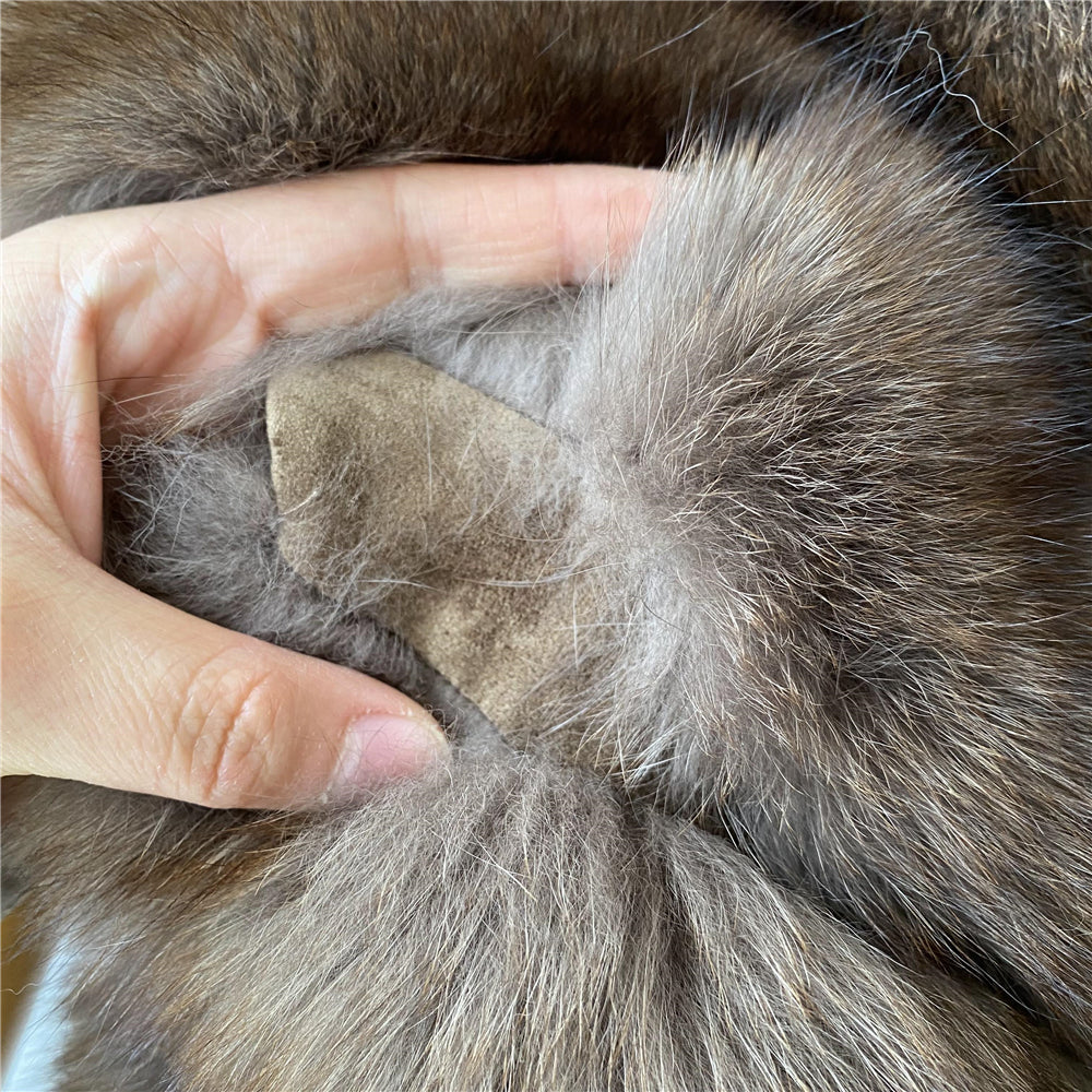 Jaxmonoy Fashionable Real Fluffy Fox Fur Jacket Cashmere Vest