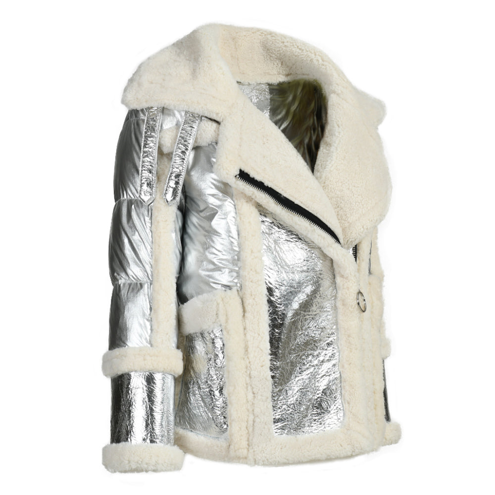 New Style Genuine Shearling Jacket With Sheep Fur Winter Fashion Women Sheepskin Shearling Leather Coat