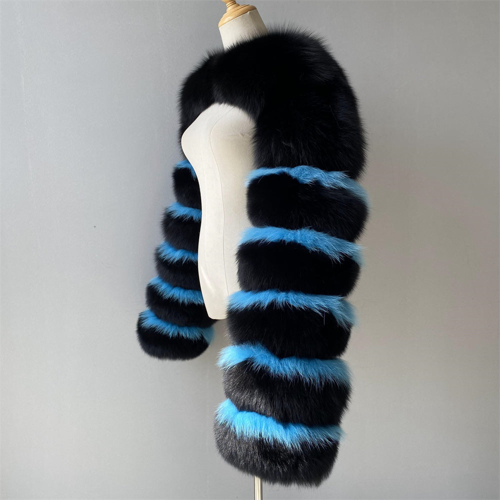 Jaxmonoy New Trend Winter Women Fashion Ladies Two Piece Real Raccoon Fur Sleeve