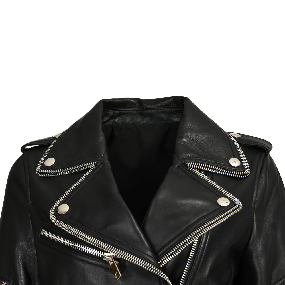 Women Genuine Sheepskin Leather Jackets Zipper Design Wholesale Custom Mens Leather Jacket