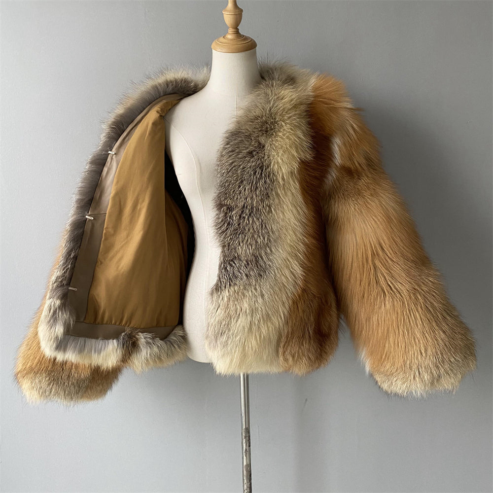 Winter Warm Thick Regular Length Ladies Genuine Fluffy Fox Fur Coat Custom Wholesale Women Real Fox Fur Coat
