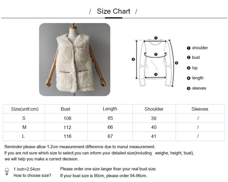 Winter Stylish V-neck Real Sheep Fur Gilet Custom Fashion Genuine Shearling Vest Women