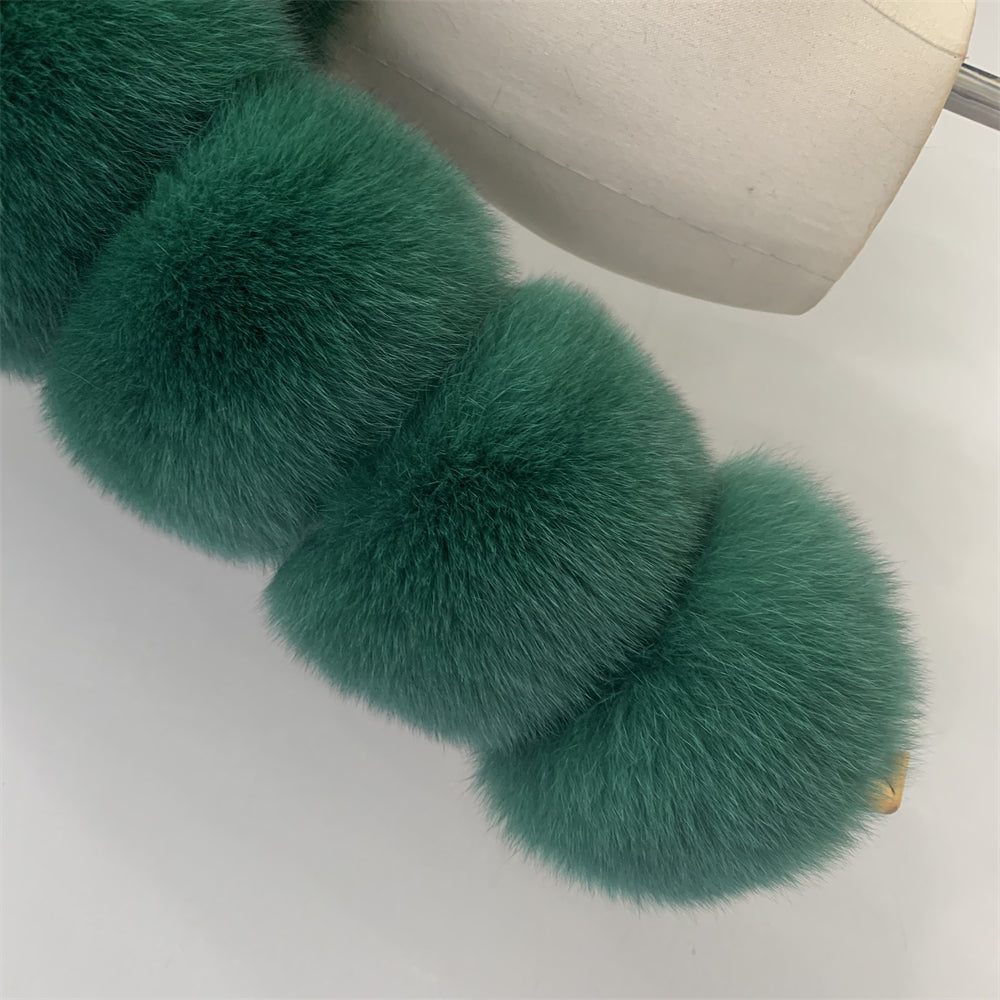 Jaxmonoy Hot Sale Wholesale Crop Style Winter Overcoat For Ladies Plus Size Real Fox Fur Coat