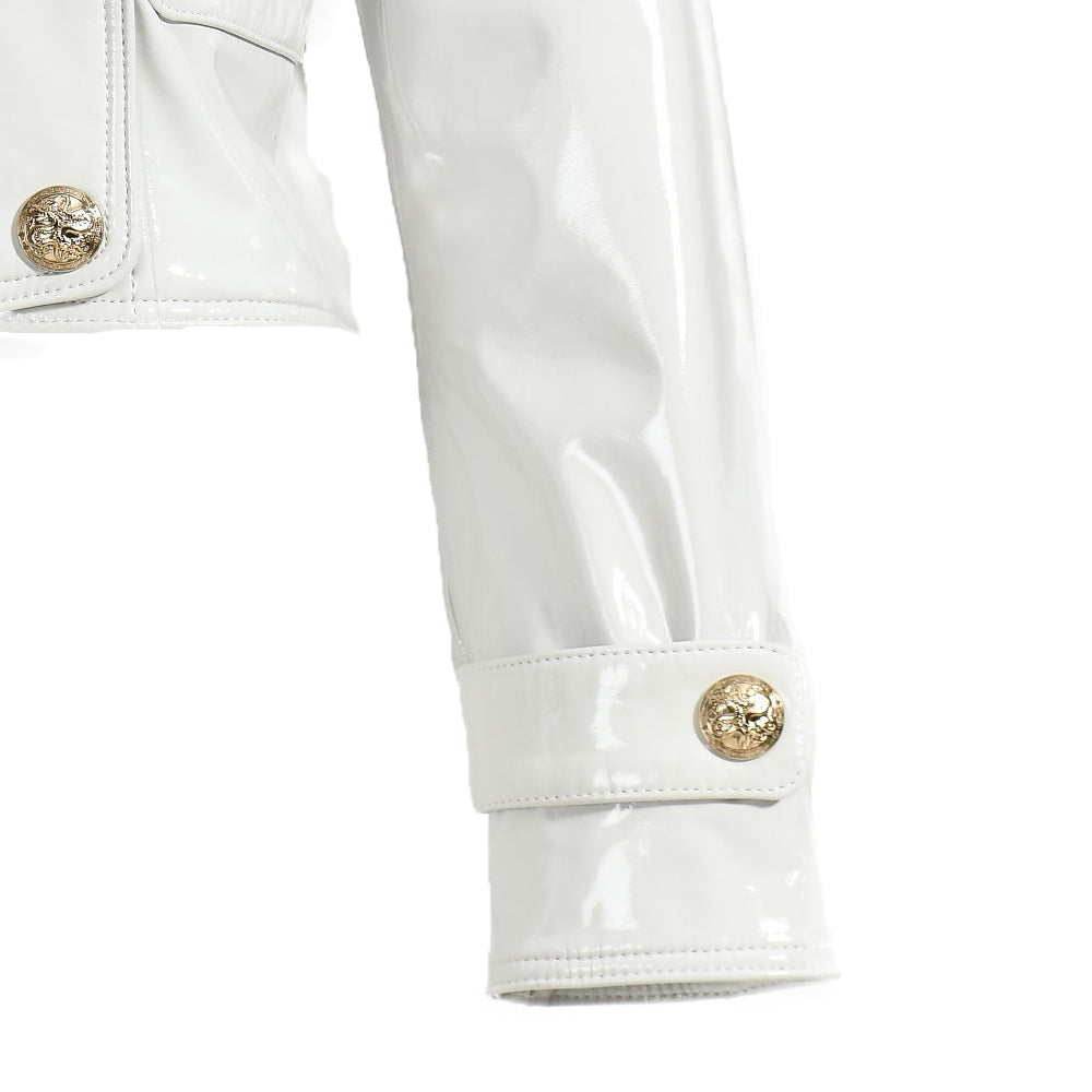 Spring Popular Custom Color Cropped Genuine Leather Jacket V-neck Collar Wholesale Fashion Women White Leather Jackets