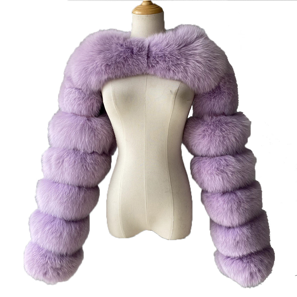 Jaxmonoy New Trend Winter Women Fashion Ladies Two Piece Real Raccoon Fur Sleeve