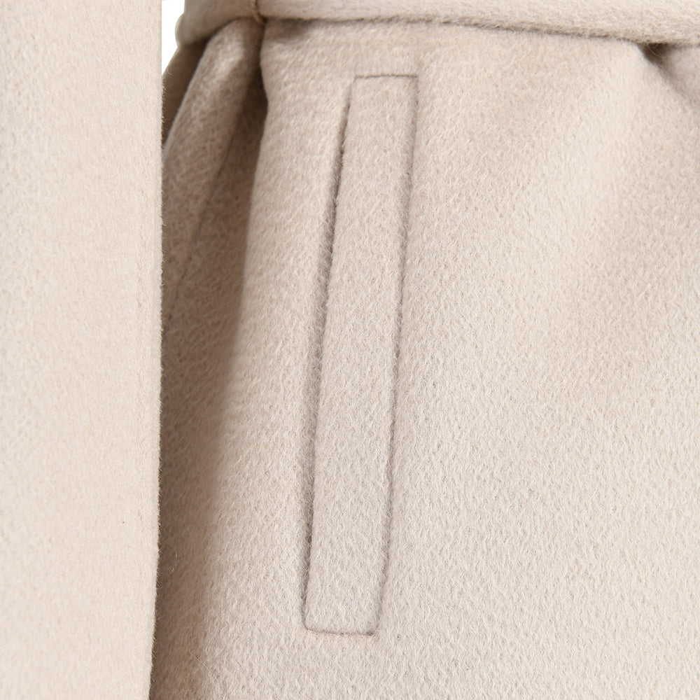 Double Breasted Long Style Breathable Wool Coat With Real Fur Collar