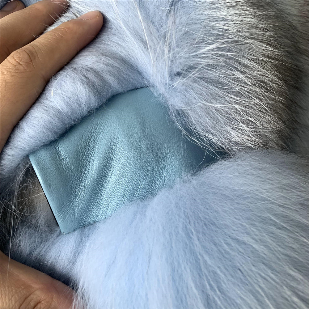 Jaxmonoy Luxury Appearance Fluffy Real Fox Fur Coat Warm Woman Custom Fur Coat