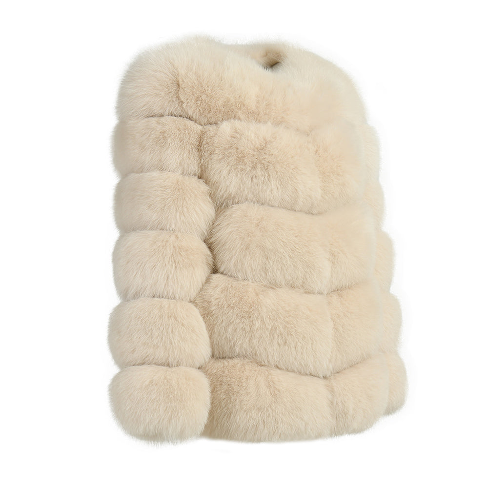 Crew Neck Ladies Real Fluffy Fox Fur Coat Custom Plus Size Coats