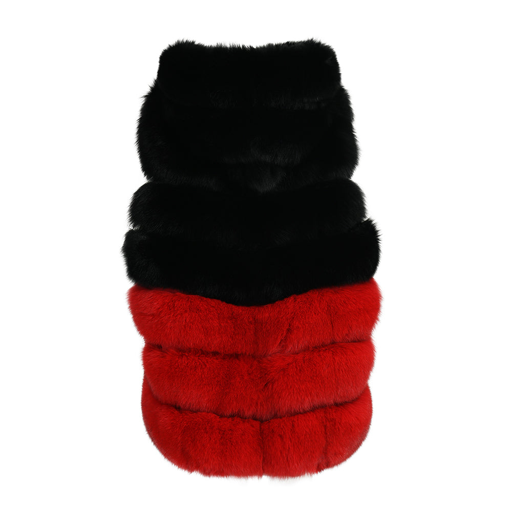 Warm Winter Wholesale Mixed Color Real Fox Fur Gilet Vest With Hood Design Fashion Women Fox Fur Vest Real