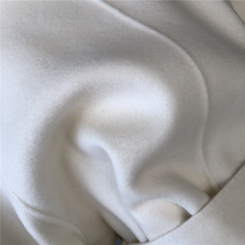 Jaxmonoy Cashmere Wool Coat Big Real Fur Collar