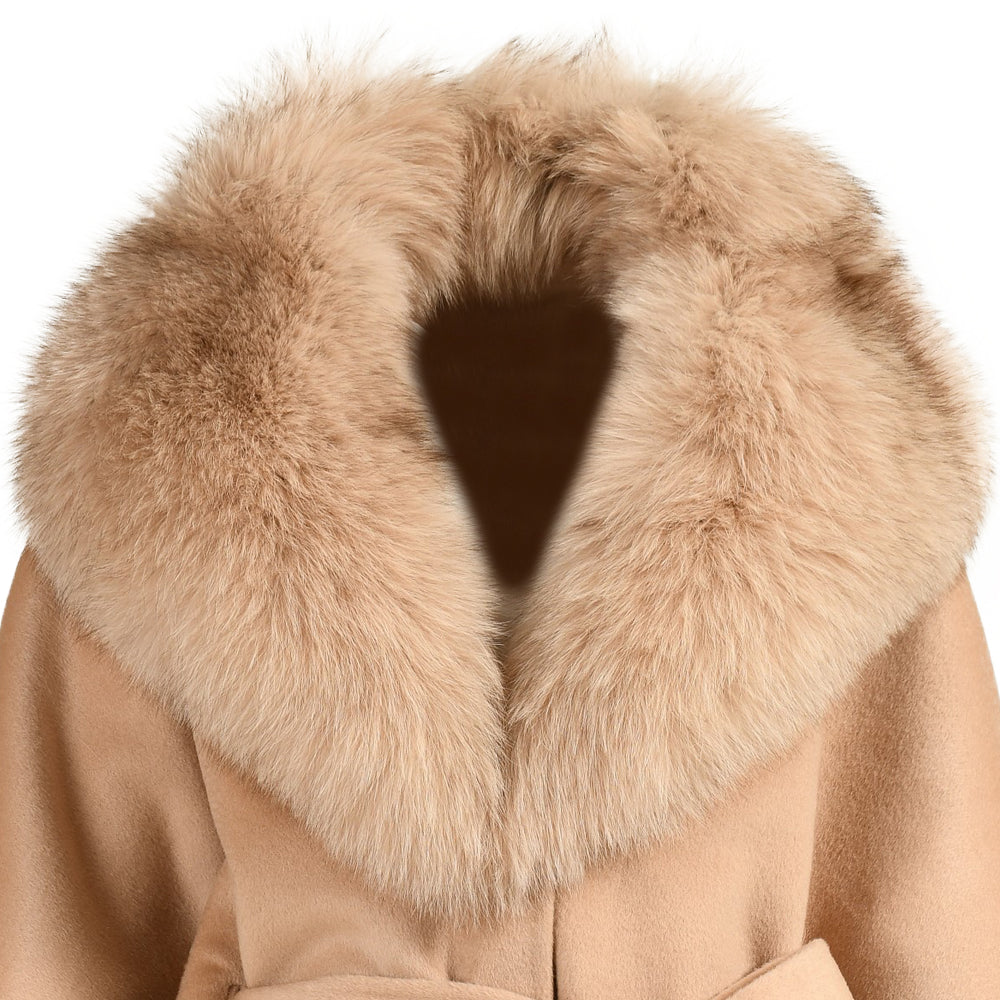 Winter Double-sided Cashmere Coat With Luxury Fox Fur Collar High Quality Cashmere Wool Blend Coats For Women