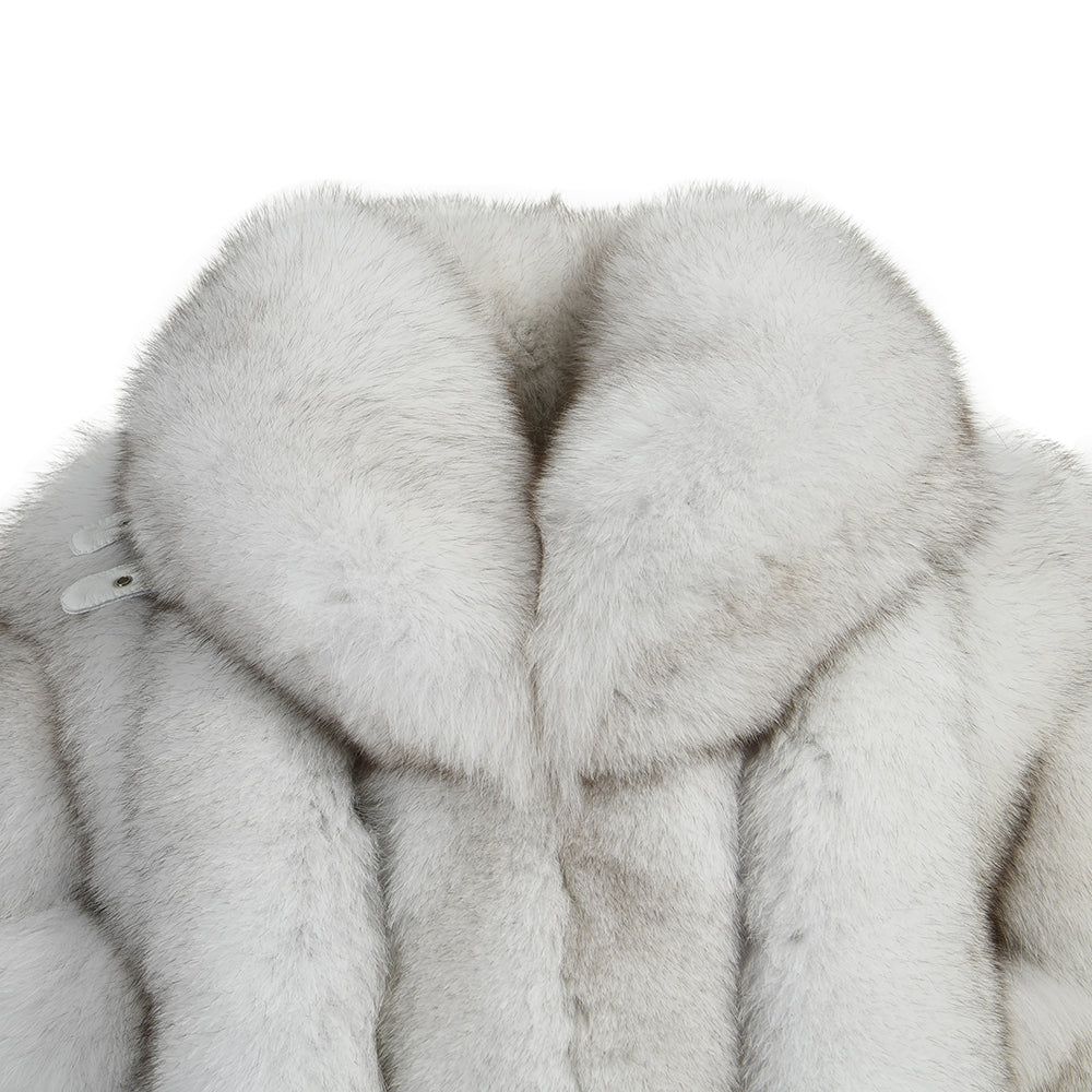 High Quality Solid Color 2023 Women Real Fox Fur Coats With Fox Fur Collars
