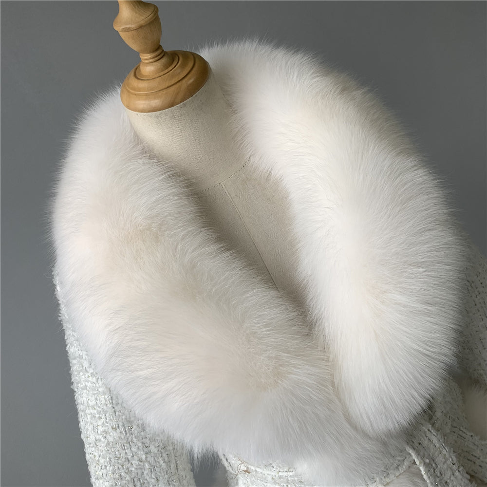 Jaxmonoy Popular Cashmere Coat With Real Fox Fur Collar And Cuffs