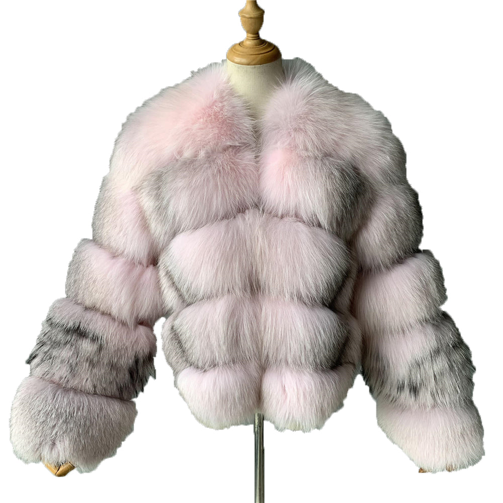 Jaxmonoy Luxury Appearance Fluffy Real Fox Fur Coat Warm Woman Custom Fur Coat