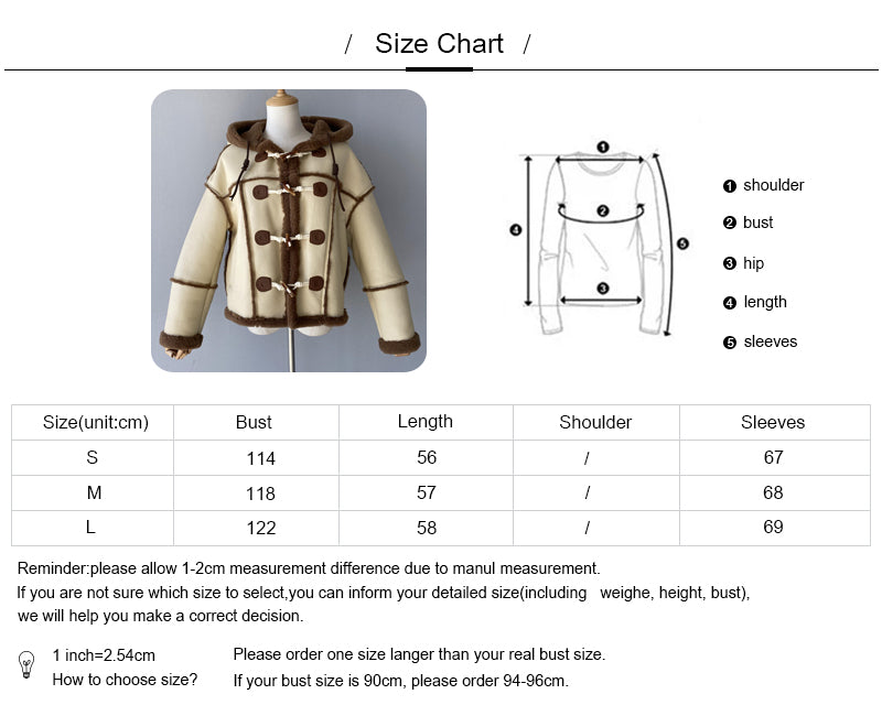 Horn Button Hooded Genuine Leather Jacket With Real Fur Winter