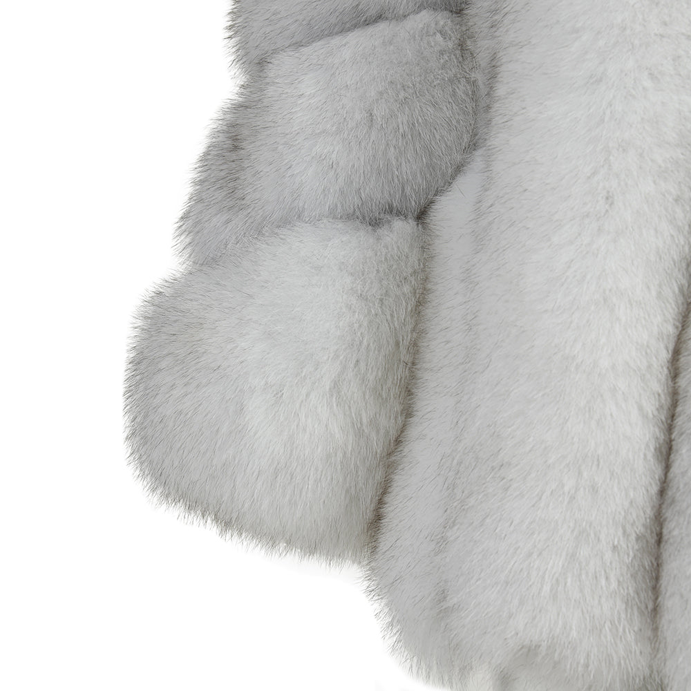 High Quality Solid Color 2023 Women Real Fox Fur Coats With Fox Fur Collars
