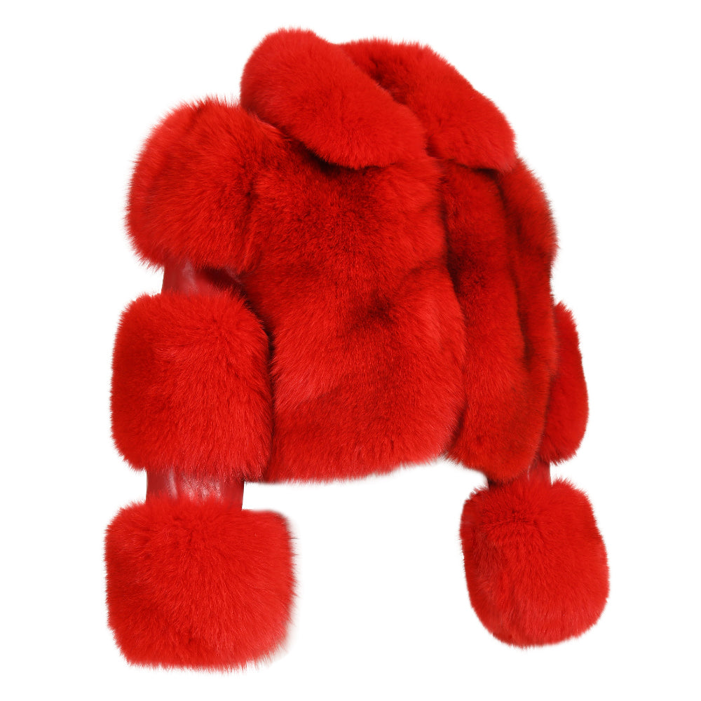 Winter Warm Real Fluffy Woman Cropped Fox Fur Jacket