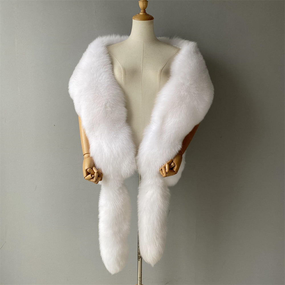 Jaxmonoy Trending Fashion Winter Luxurious Style Outwear Real Fox Fur Shawl