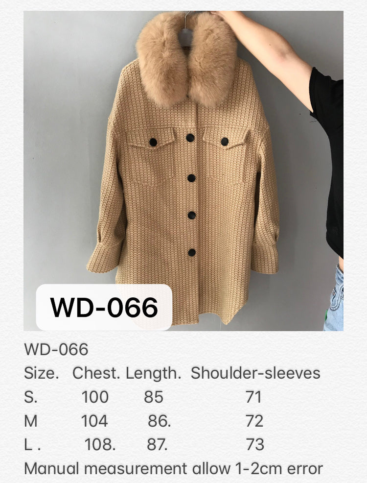 Jaxmonoy Elegant Lady Fashion Long Sleeve Turn-down Cashmere Coat
