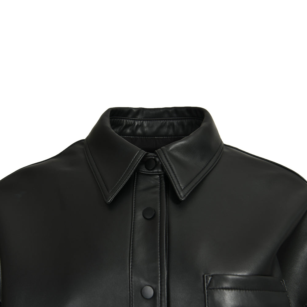Popular V-neck Collar Regular Length Women Genuine Sheepskin Leather Jackets