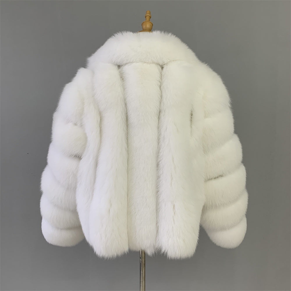 Jaxmonoy Fashion Wholesale Genuine Fox Fur Coat Women Winter Outwear Real Fox Fur Coat