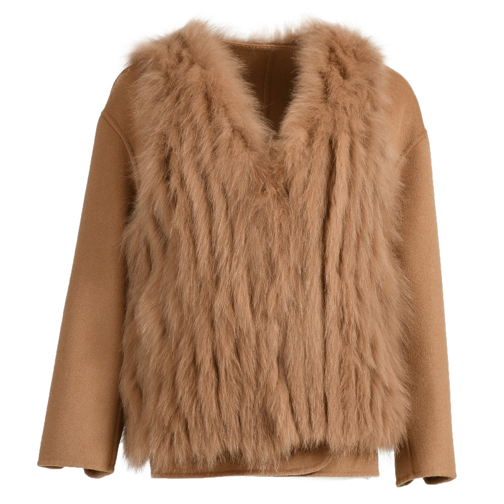 V-neck Double-sided Cashmere Wool Coat Removable Fox Fur Vest