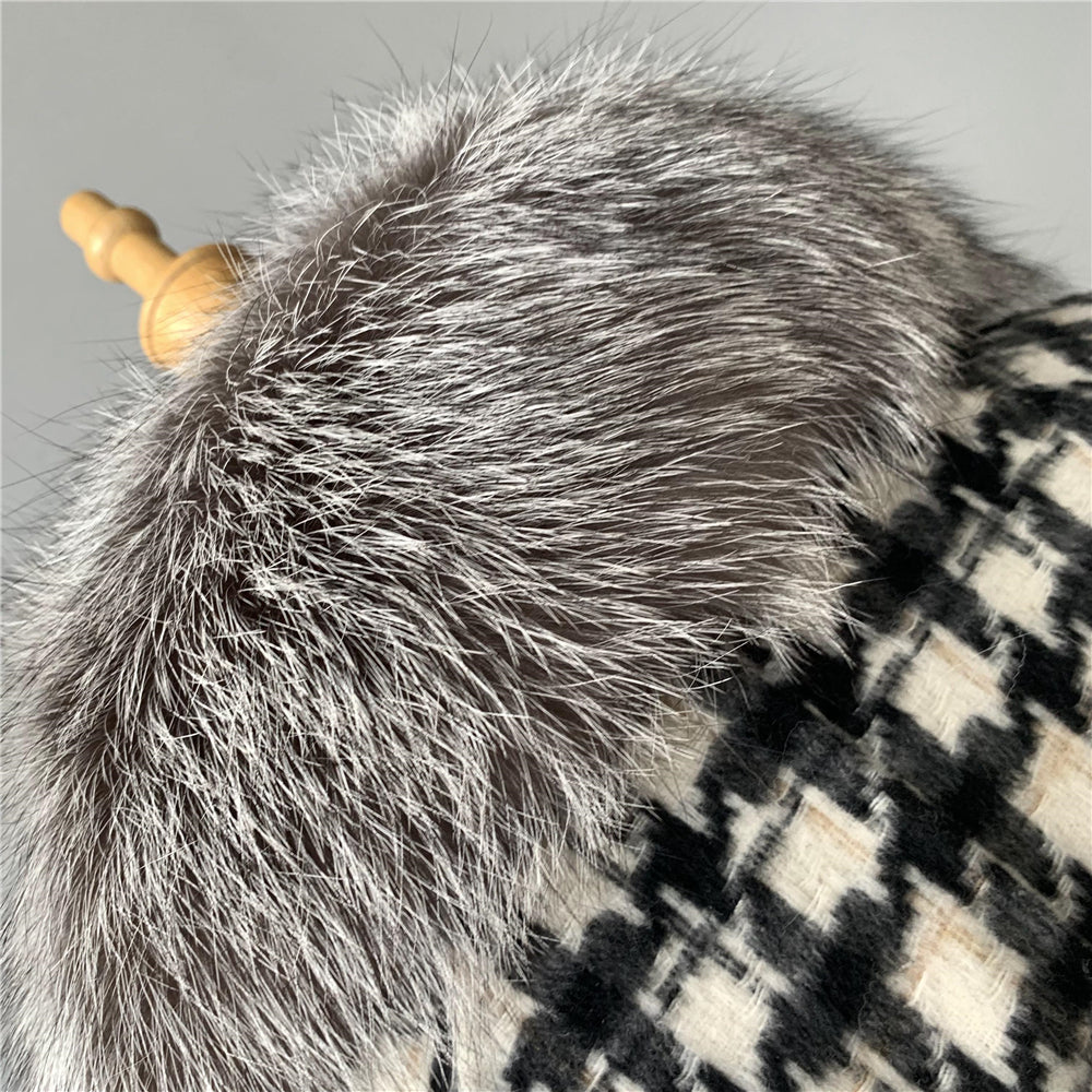 Jaxmonoy Sim Solid Cashmere Coat With Luxurious Real Fur Collar And Cuffs