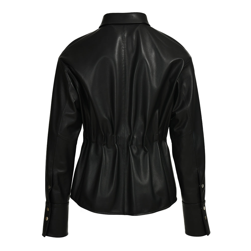 Leather Jackets Custom Color Drawstring Design Wholesale Custom Genuine Leather Women Jacket