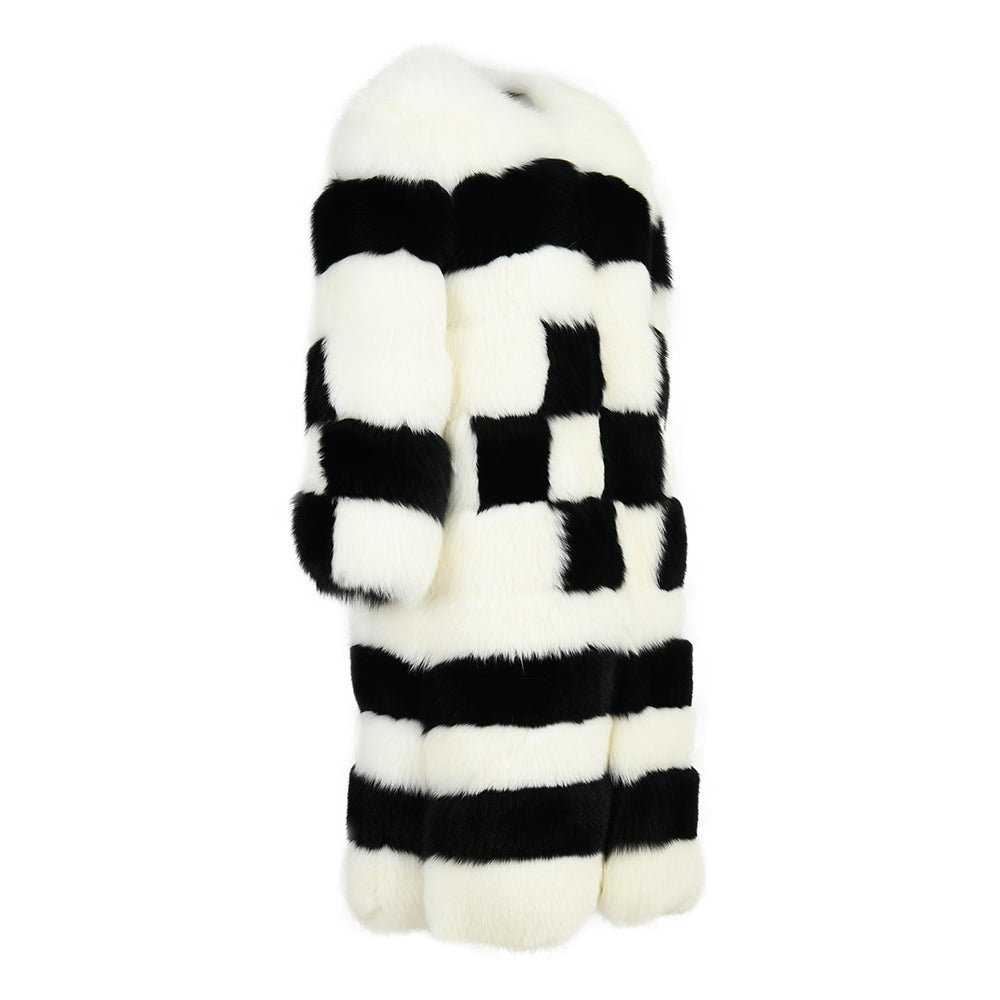 Long Style Mixed Color Luxury Genuine Fox Fur Coat Fashion Women Real Fox fur Winter Coat
