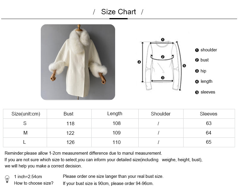 Jaxmonoy New Style Cashmere Coat With Real Fur Collar And Cuffs Woolen Overcoat