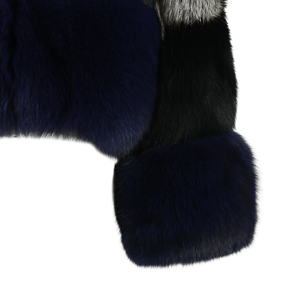 Mixed Color Crew Neck Cropped Real Fox Fur Coat Coldproof Winter Genuine Fox Fur Coat Women Real