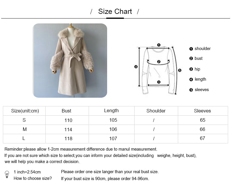Jaxmonoy Sim Solid Cashmere Coat With Luxurious Real Fur Collar And Cuffs