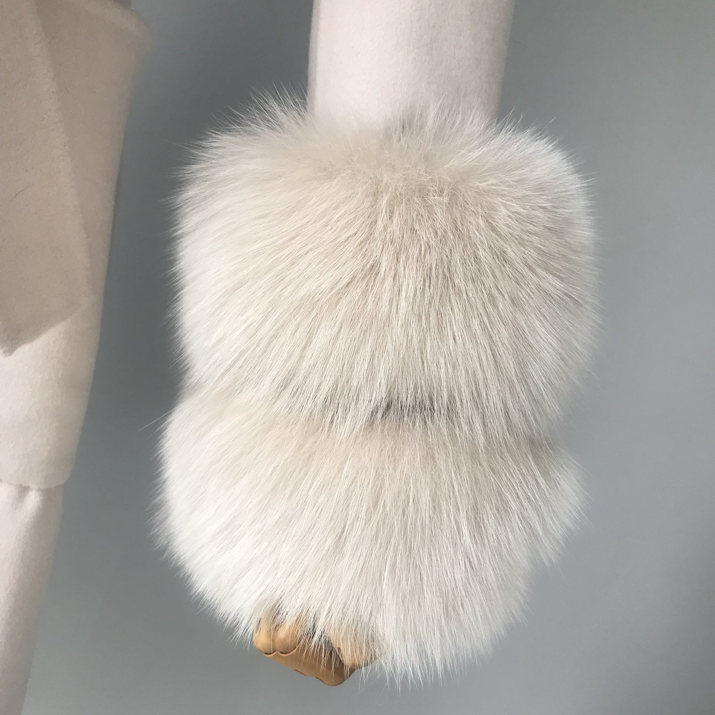 Jaxmonoy Long Cashmere Coat Big Size Real Fur Collar And Cuffs With Big Skirt