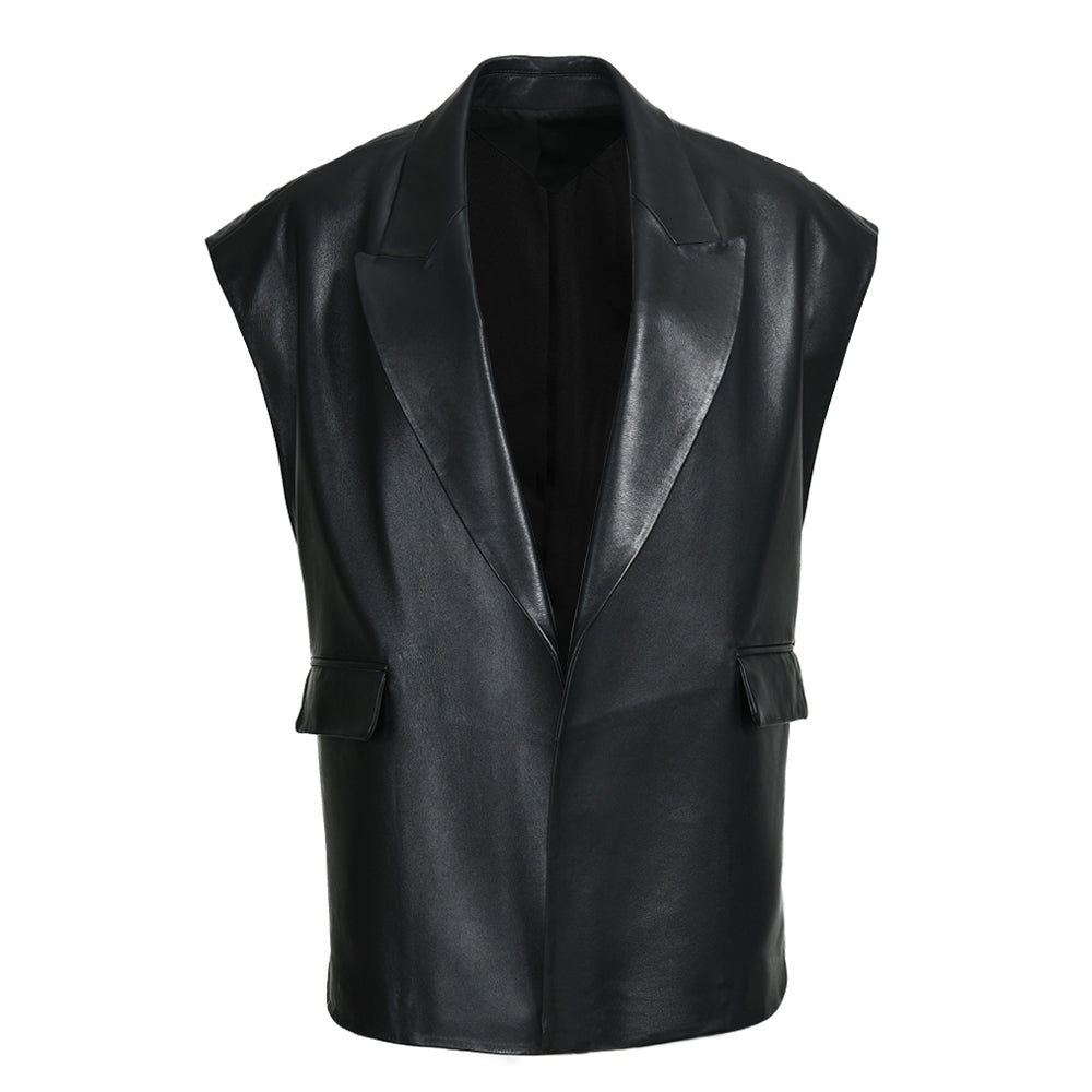 Ladies High Quality Real Sheepskin Leather Gilet Women Leather Jacket Vest
