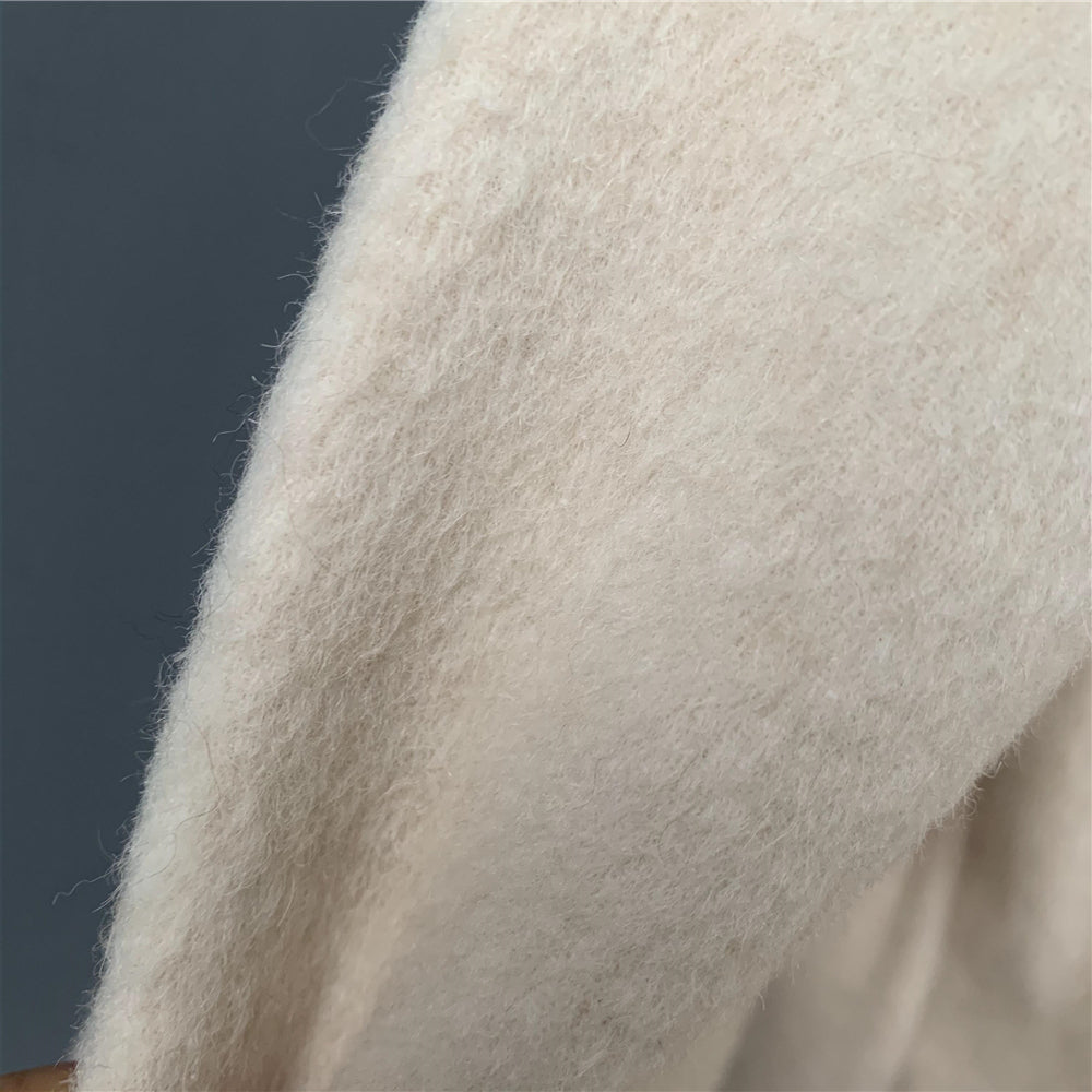 Jaxmonoy Ladies Cashmere Wool Coat Real Fox Fur Collar And Cuffs