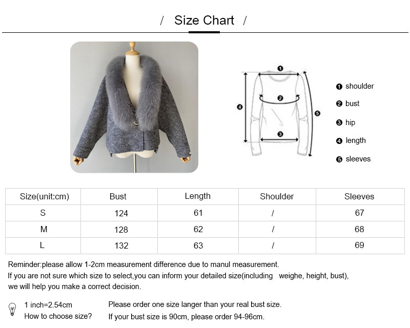 Custom High Quality Double-faced Cashmere Coat With Luxury Real Fox Fur Collar