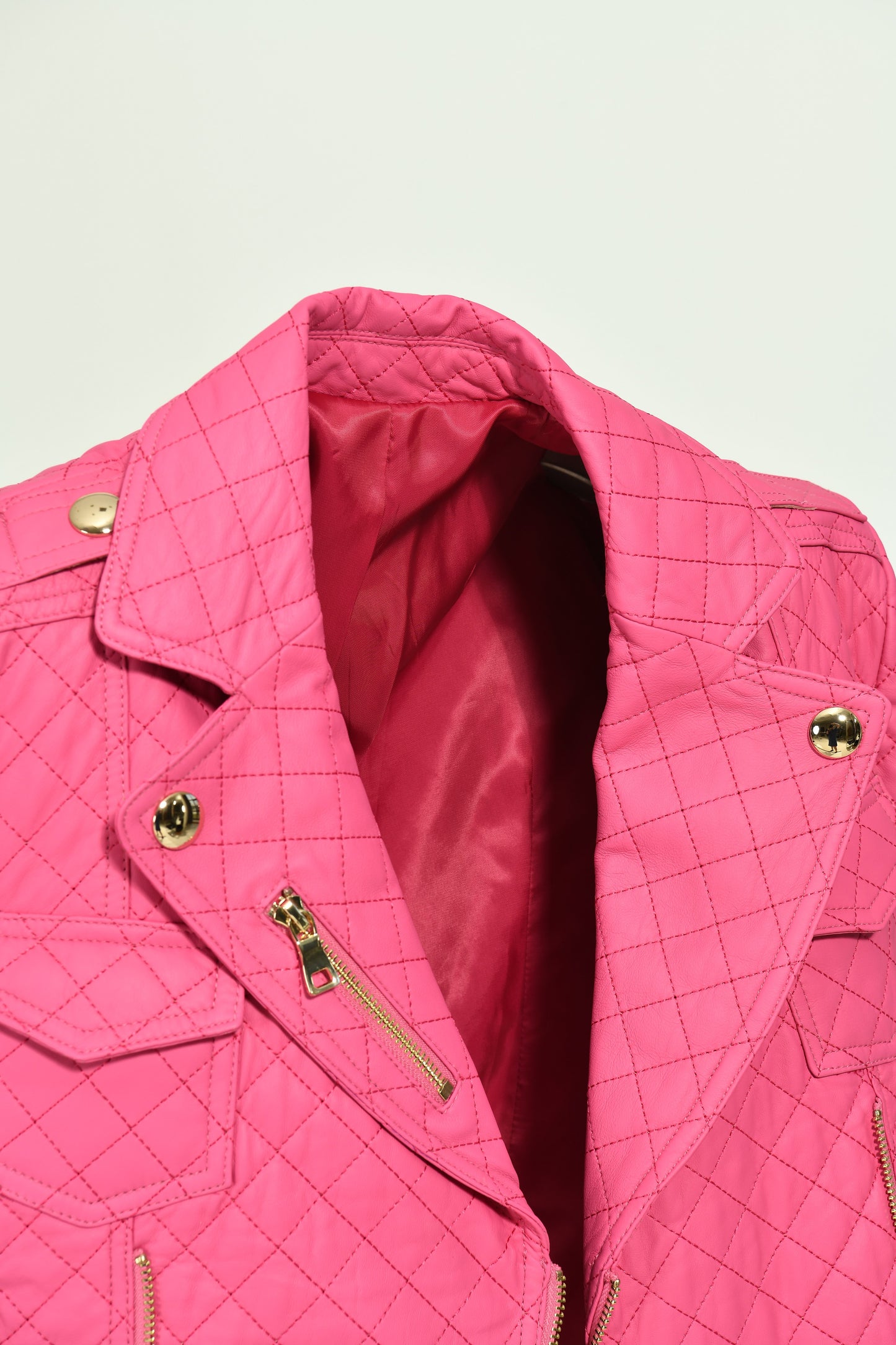 Popular Colorful Leather Coat Belt Zipper Design V-neck Genuine Leather Jacket Women