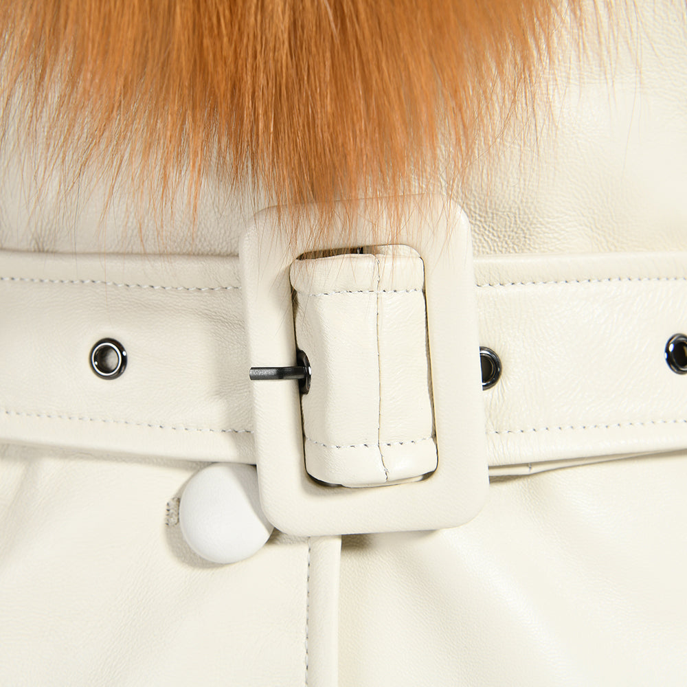 Long Leather Coats With Fur Collar And Cuffs Sheepskin Leather Jackets Unisex