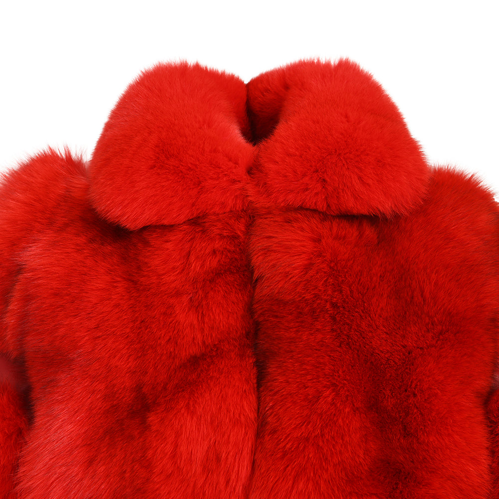 Winter Warm Real Fluffy Woman Cropped Fox Fur Jacket