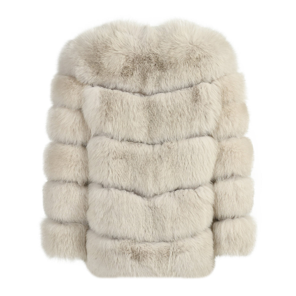 Crew Neck Ladies Real Fluffy Fox Fur Coat Custom Plus Size Coats