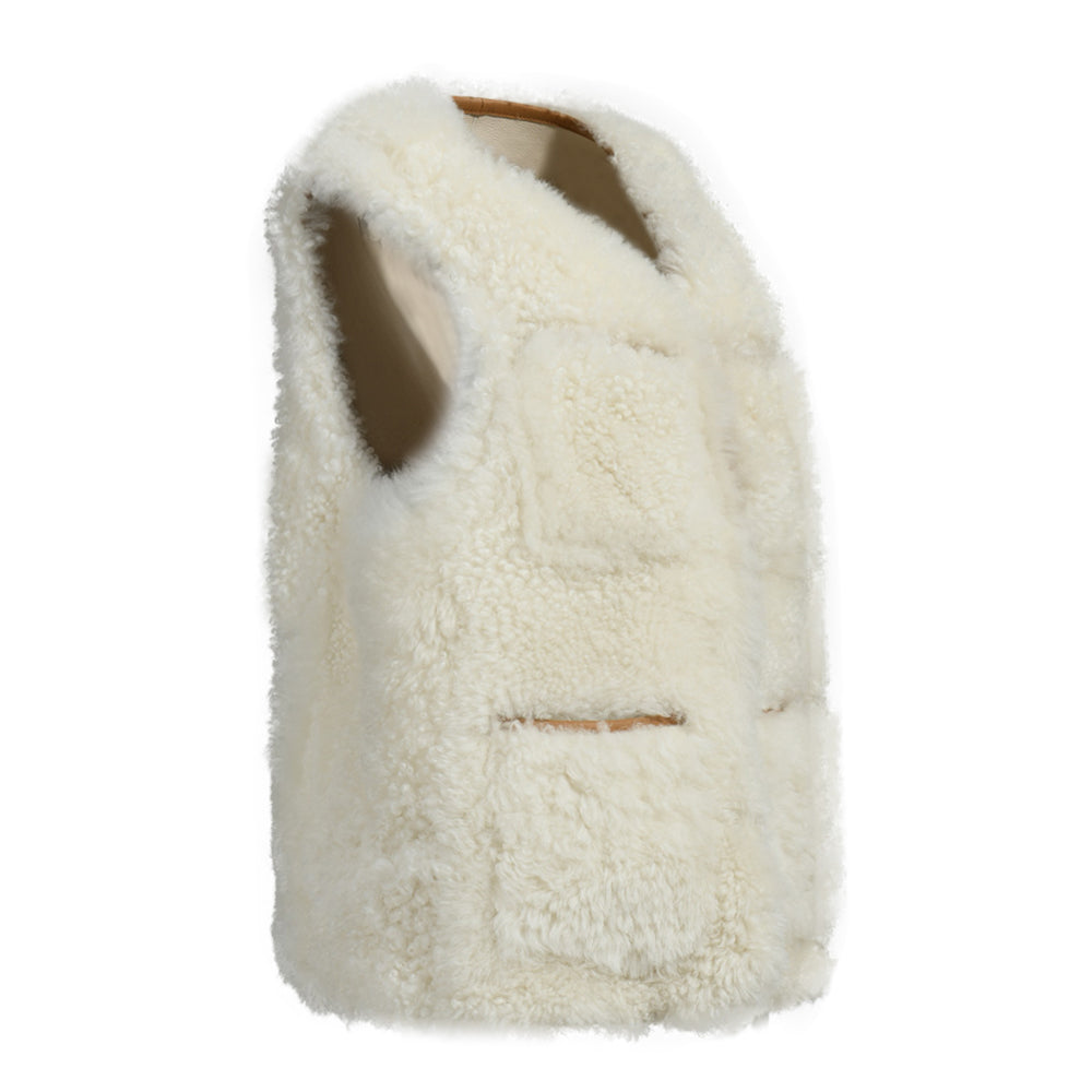 Winter Stylish V-neck Real Sheep Fur Gilet Custom Fashion Genuine Shearling Vest Women