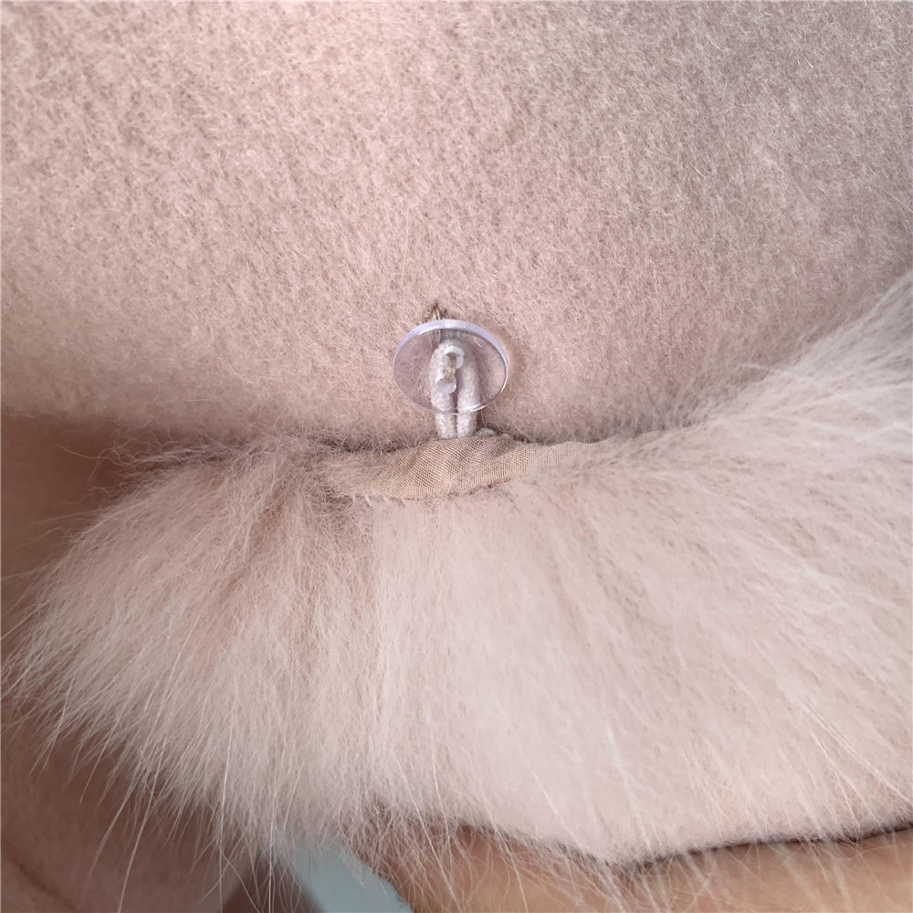 Jaxmonoy New Style Cashmere Coat With Real Fur Collar And Cuffs Woolen Overcoat
