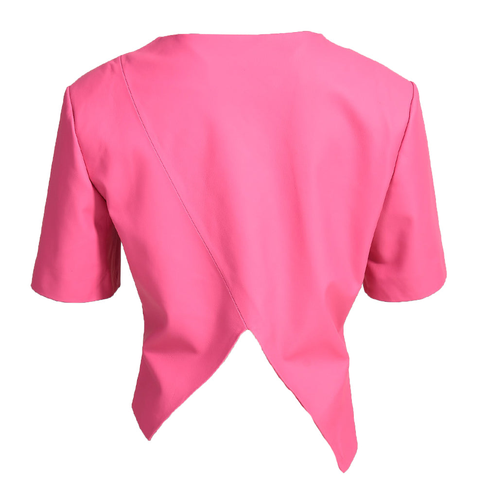 High Quality Half Sleeve Irregular Leather Jacket Latest Design For Women