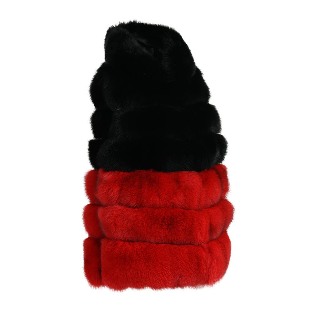 Warm Winter Wholesale Mixed Color Real Fox Fur Gilet Vest With Hood Design Fashion Women Fox Fur Vest Real