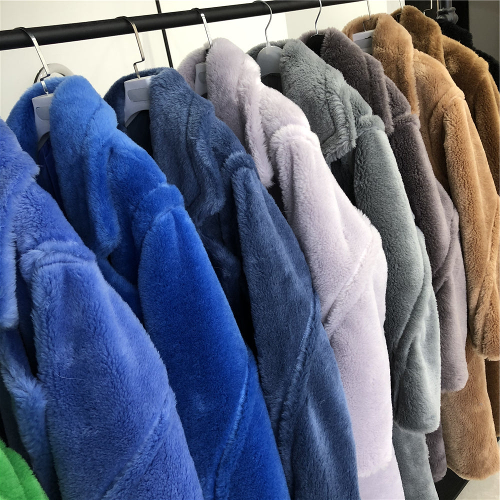 Jaxmonoy Sheep Shearling Coat Teddy Coat