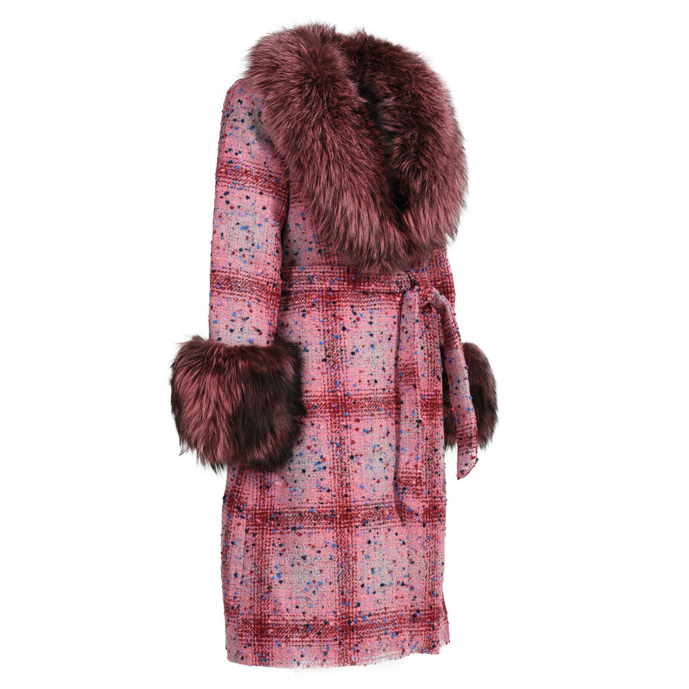 New Style Popular Double-sided Long Cashmere Coat With Real Fox Fur Wholesale Custom Wool Trench Coat Women